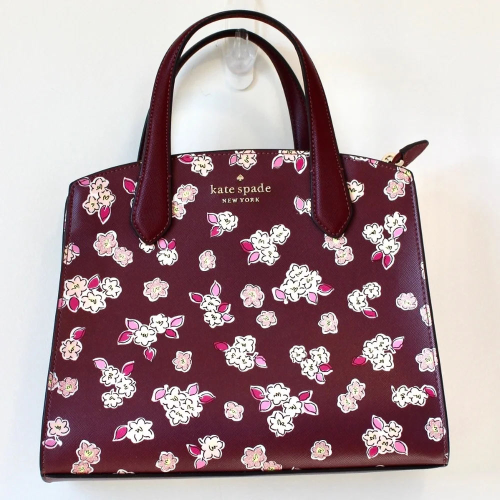 Kate Spade Tinsel Frosted Floral Berry Satchel - Picture 1 of 3